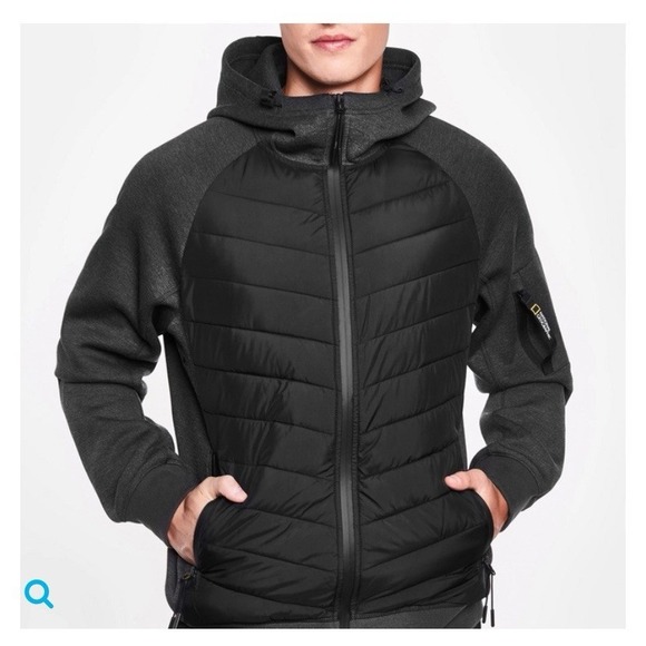 National Geographic Men's Scuba Jacket Size M Black Hooded Full Zip Insulated